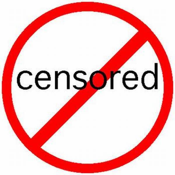 Vemos un círculo rojo con una línea que la corta en  la mitad  y la palabra censurada surada