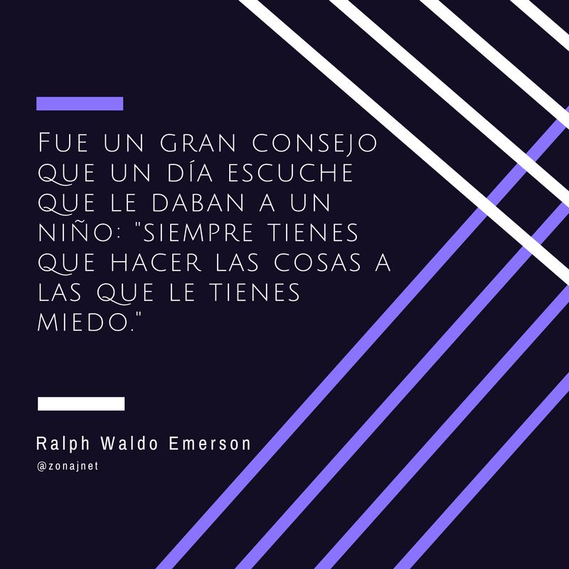 Líneas de color blanco y fucsia sobre un gran fondo negro y mensaje para hacer las cosas que nos dan miedo